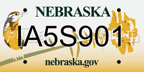 IA5S901 Nebraska License Plate