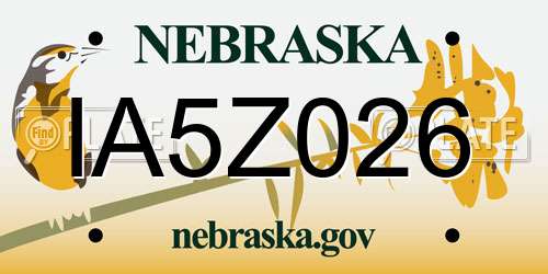 IA5Z026 Nebraska License Plate