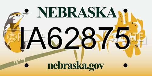 IA62875 Nebraska License Plate