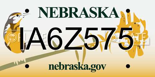 IA6Z575 Nebraska License Plate