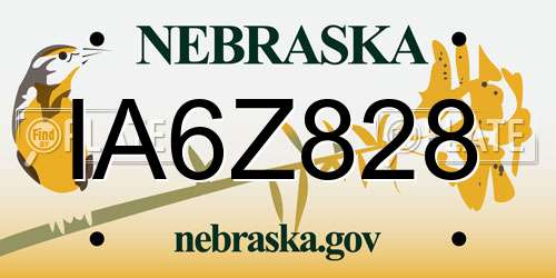 IA6Z828 Nebraska License Plate