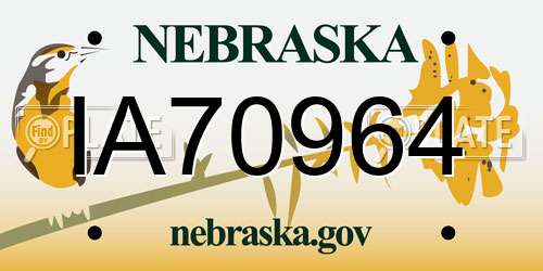 IA70964 Nebraska License Plate