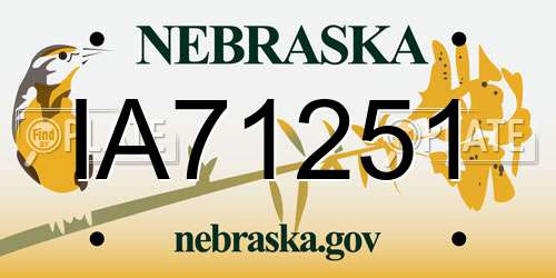 IA71251 Nebraska License Plate