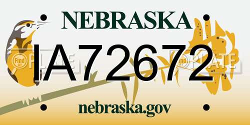 IA72672 Nebraska License Plate