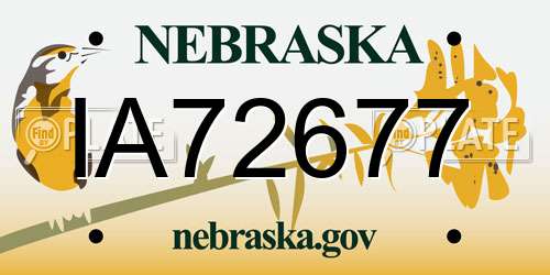 IA72677 Nebraska License Plate