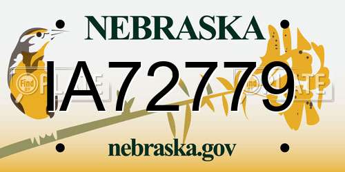 IA72779 Nebraska License Plate