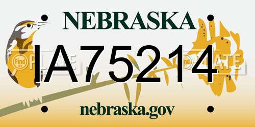 IA75214 Nebraska License Plate
