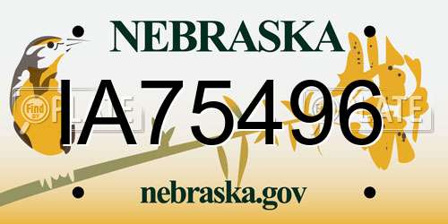 IA75496 Nebraska License Plate