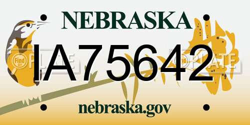 IA75642 Nebraska License Plate