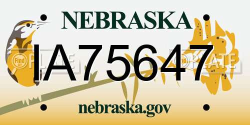 IA75647 Nebraska License Plate