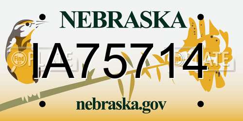 IA75714 Nebraska License Plate
