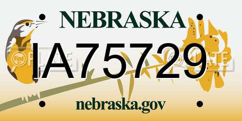 IA75729 Nebraska License Plate