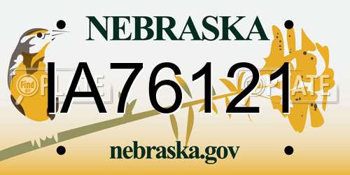 IA76121 Nebraska License Plate