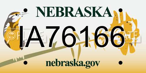 IA76166 Nebraska License Plate