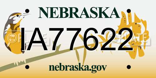 IA77622 Nebraska License Plate