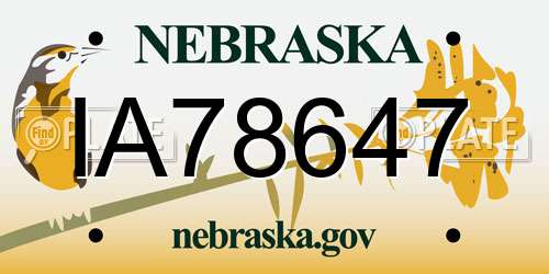 IA78647 Nebraska License Plate