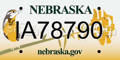 IA78790 Nebraska License Plate