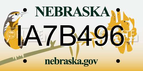 IA7B496 Nebraska License Plate