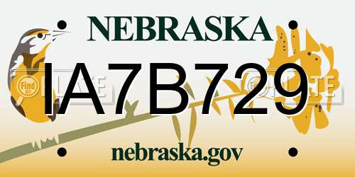 IA7B729 Nebraska License Plate