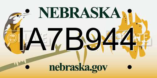 IA7B944 Nebraska License Plate