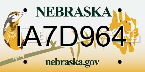 IA7D964 Nebraska License Plate