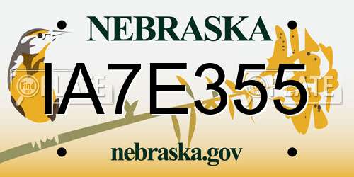 IA7E355 Nebraska License Plate