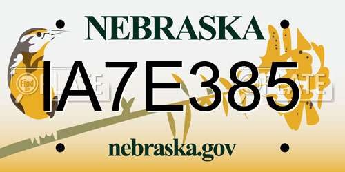 IA7E385 Nebraska License Plate