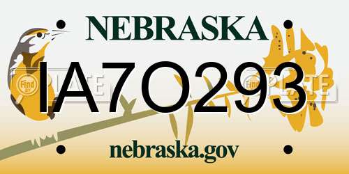 IA7O293 Nebraska License Plate