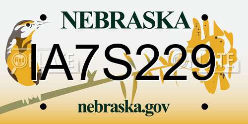 IA7S229 Nebraska License Plate