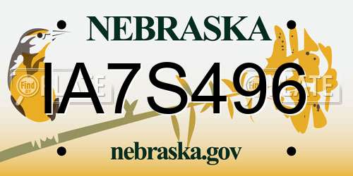 IA7S496 Nebraska License Plate