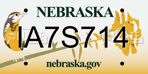IA7S714 Nebraska License Plate