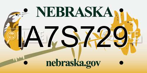 IA7S729 Nebraska License Plate