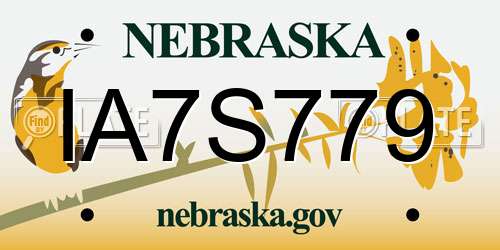 IA7S779 Nebraska License Plate