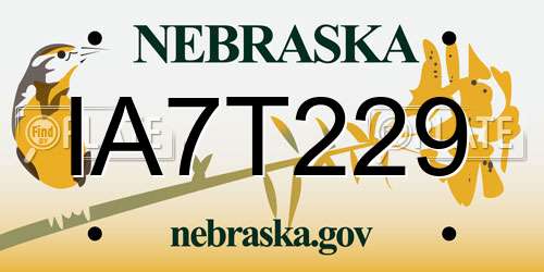 IA7T229 Nebraska License Plate