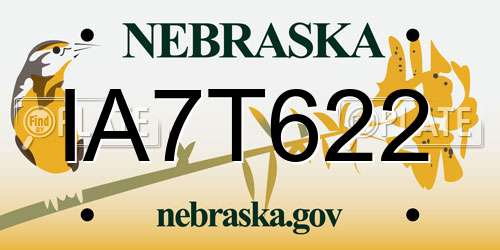 IA7T622 Nebraska License Plate