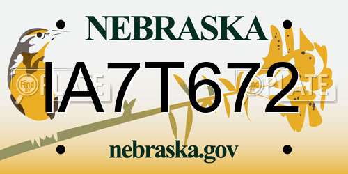 IA7T672 Nebraska License Plate