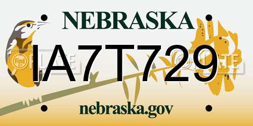 IA7T729 Nebraska License Plate