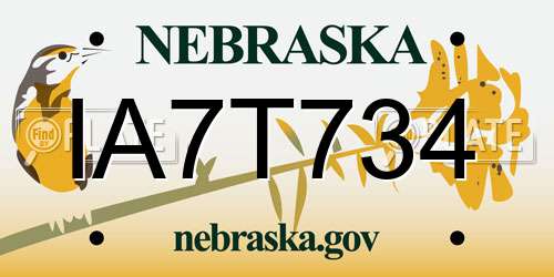 IA7T734 Nebraska License Plate