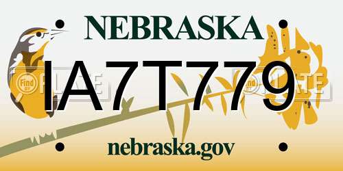 IA7T779 Nebraska License Plate