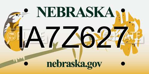 IA7Z627 Nebraska License Plate