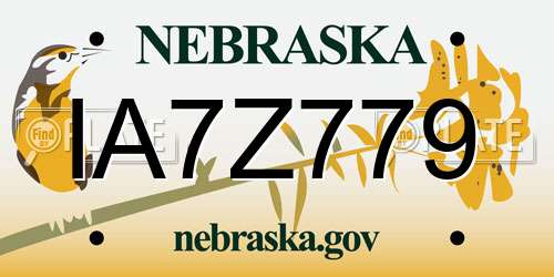 IA7Z779 Nebraska License Plate