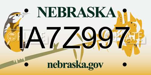 IA7Z997 Nebraska License Plate
