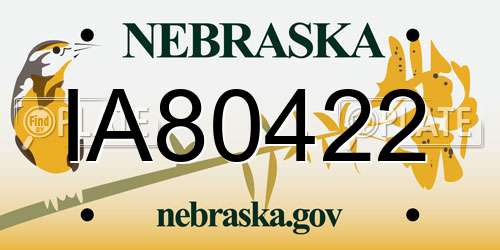 IA80422 Nebraska License Plate