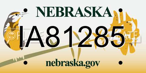 IA81285 Nebraska License Plate