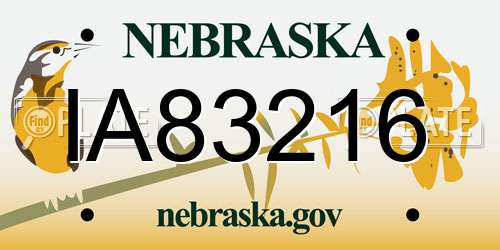 IA83216 Nebraska License Plate