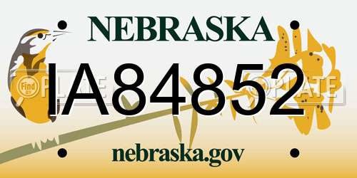 IA84852 Nebraska License Plate