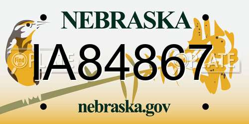 IA84867 Nebraska License Plate