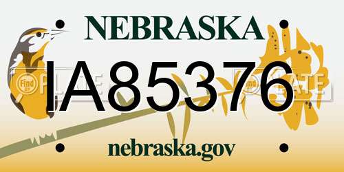 IA85376 Nebraska License Plate