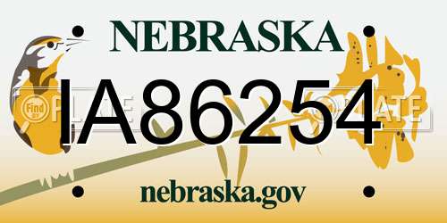 IA86254 Nebraska License Plate