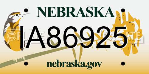 IA86925 Nebraska License Plate